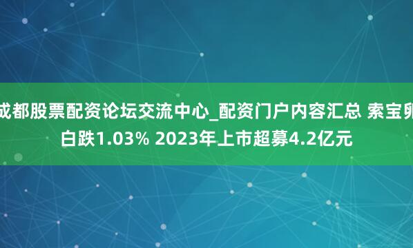 成都股票配资论坛交流中心_配资门户内容汇总 索宝卵白跌1.03% 2023年上市超募4.2亿元
