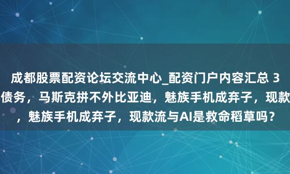 成都股票配资论坛交流中心_配资门户内容汇总 3吨黄金抵不了2.5亿元债务,马斯克拼不外比亚迪,魅族手机成弃子,现款流与AI是救命稻草吗?