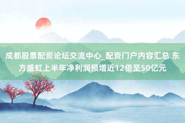 成都股票配资论坛交流中心_配资门户内容汇总 东方盛虹上半年净利润预增近12倍至50亿元